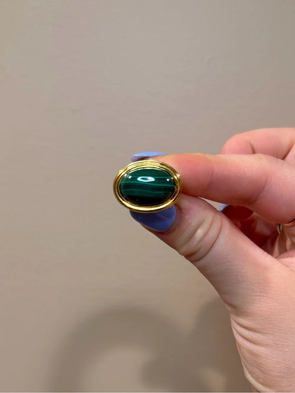 Dean Davidson 22K Gold Plate, Malachite Forme Gemstone Statement Ring